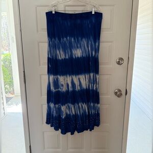 Blue Tie-Dye Maxi Skirt